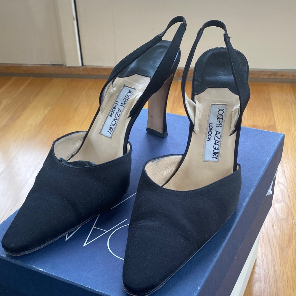 Joseph A Black Pointed Slingback Pumps
